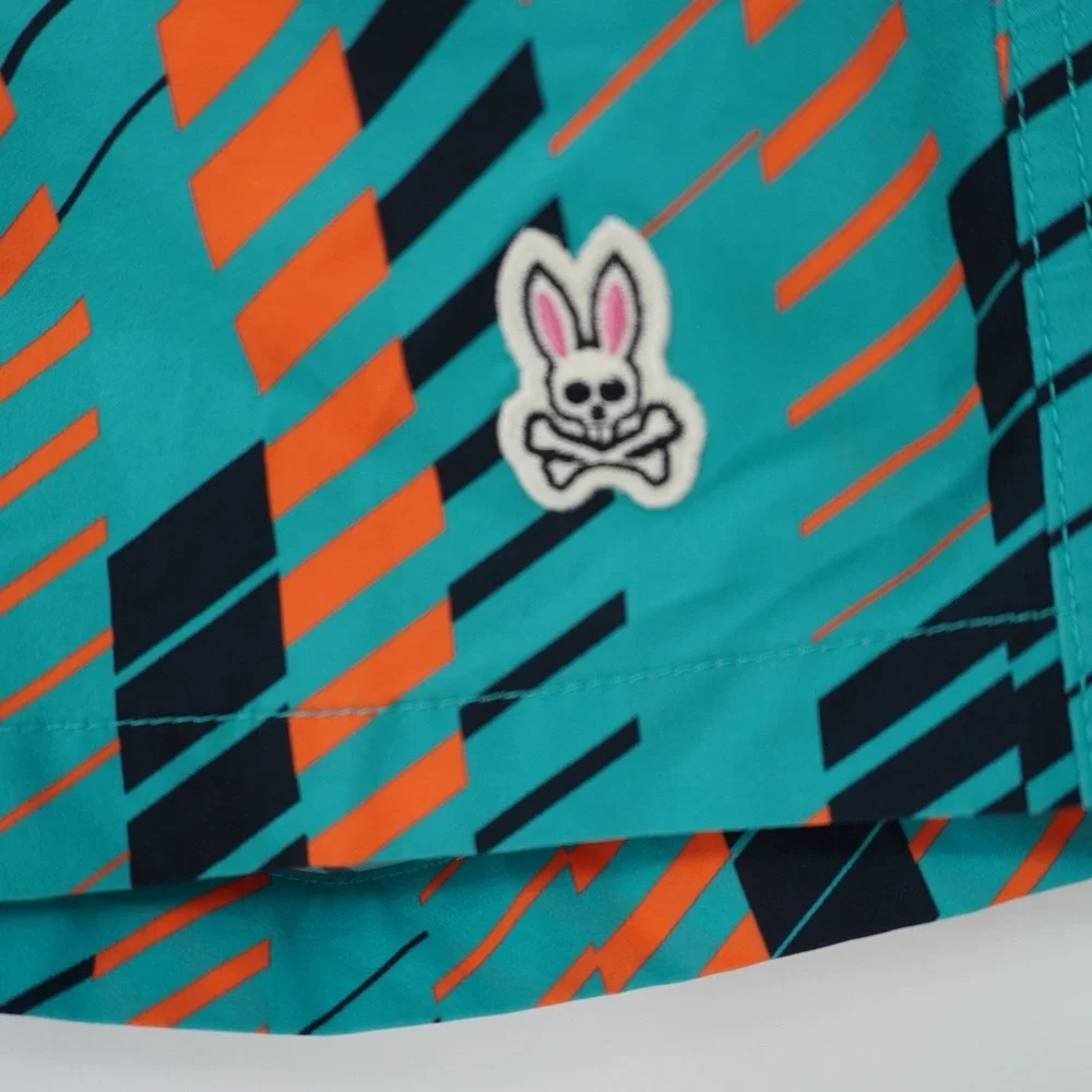Psycho Bunny‎ Mens Swim Trunks Miami Teal Small All Over Print